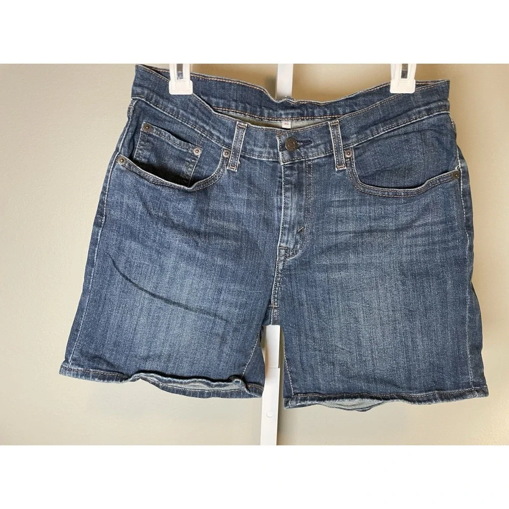 Women's LEVI'S Shorts 30 Blue Denim Jean Long Western Retro Levis Summer Casual